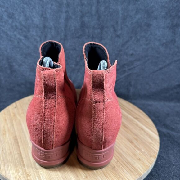Sorel Evie II Chelsea Womens 10 Red Suede Boots‎ Slip On Wedge Pull On New - Picture 4 of 8